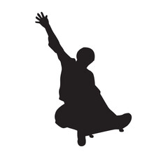 silhouette icon of a single man skateboarding in the air