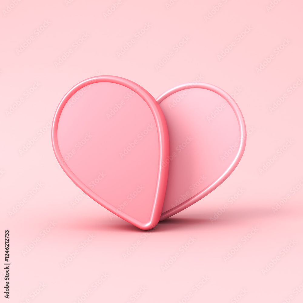 Leinwandbilder 3d minimal abstract pink love like heart or 3d pink heart shape sign isolated on pink pastel color b