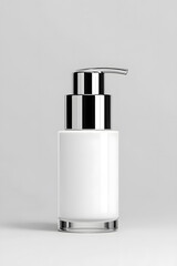 Obraz premium Cosmetic serum pump white bottle, dispenser container mock up. Foundation cream jar, airless pump dispenser design isolated on white background