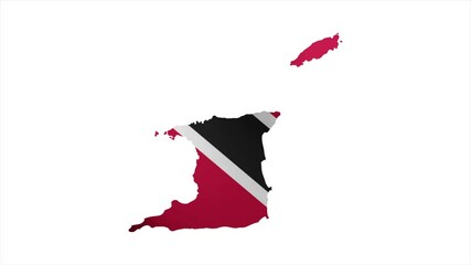 The Flag of TRINIDAD AND TOBAGO Waves Within Its Map with Beautiful Animation
