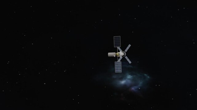 Spaceship soaring through space