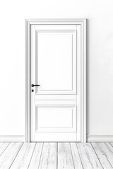 White door mock up, classic framed molded isolated on white background

