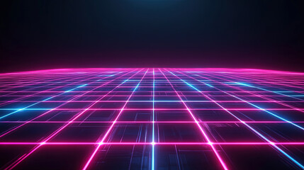 3D Wireframe Blue Neon Background
