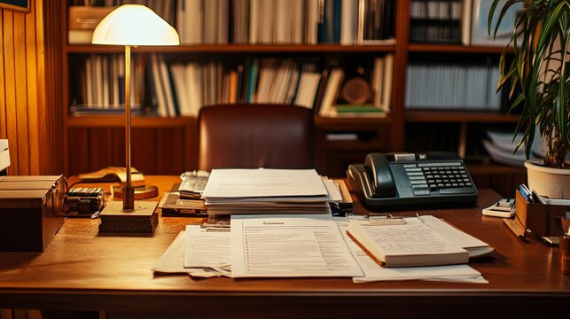A professional consultation setup with printed documents and an organized desk. digital