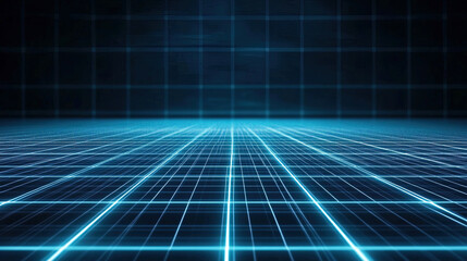 3D Wireframe Blue Neon Background