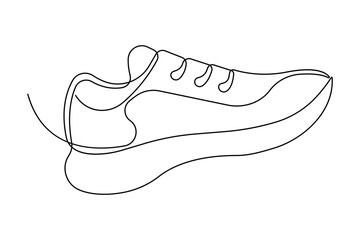 Sneakers shoes continuous one line art drawing of casual shoe design vector illustration