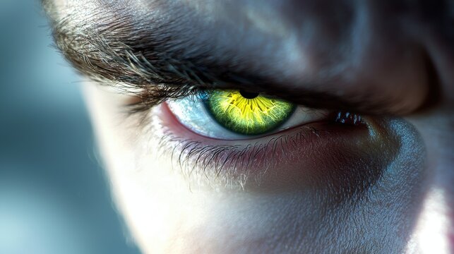 Eyes narrowed in suspicion and mistrust, radiating skepticism, doubt, and a sense of unease or distrust in a situation.