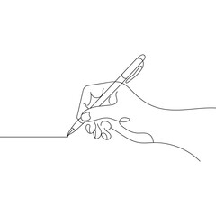 Continuous Line Drawing of a Hand Holding a Pen