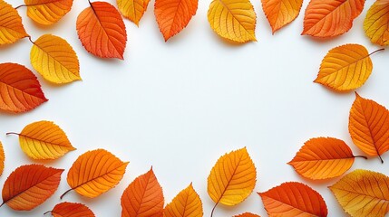 Obraz premium Autumn leaves frame a white background