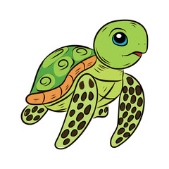 Realistic illustration of a turtle isolated on a white background. Detailed shell and skin texture, natural colors and realistic pose. Ideal for concepts related to wildlife, reptiles, nature conserva