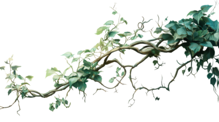 Watercolor Painting Vine Twining, Spreading. Natural, Organic Element For Design Overlays, Embellishments. Climbing Plant, Greenery, Floral, Nature, Isolated