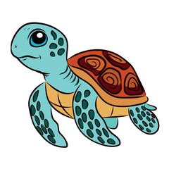 Realistic illustration of a turtle isolated on a white background. Detailed shell and skin texture, natural colors and realistic pose. Ideal for concepts related to wildlife, reptiles, nature conserva