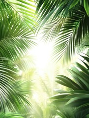 Fototapeta premium Exotic Tropical Palms with Lush Green Leaves on Clear Background