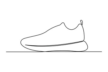 Sneakers shoes continuous one line art drawing of casual shoe design vector illustration