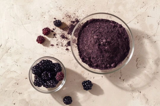 brownish purple grainy powder in a glass bowl