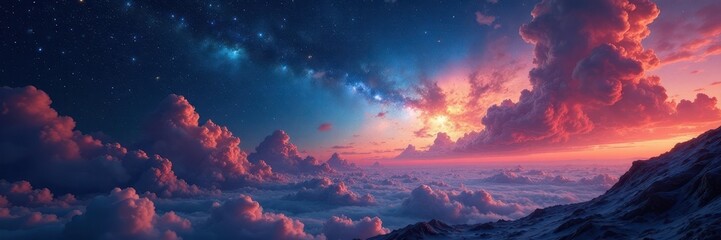 Naklejka premium Vast, star-dusted expanse, celestial tapestry , galaxy, stardust, shine