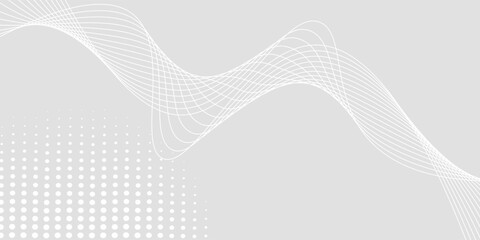 Futuristic gray white abstract background. shining wave lines pattern for banner, wallpaper, cover. Vector illustration
