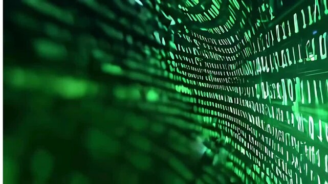green abstract binary code background; simple tech footage 