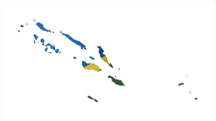 The Flag of SOLOMON ISLANDS Waves Within Its Map with Beautiful Animation