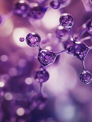 Photo of liquid molecules in purple shades, abstract composition