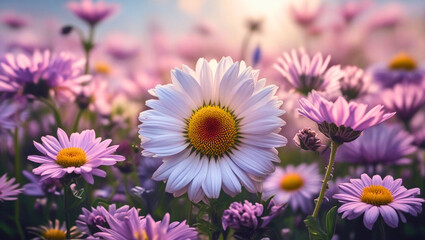 Pink daisies blooming beautifully in a vibrant garden during spring