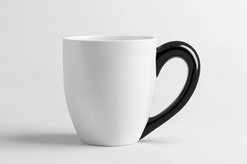 Fototapeta premium Blank White Mug with Black Handle, Ready for Customization