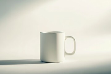 Blank White Mug on a Light Background for Mockup