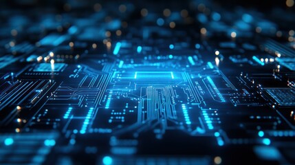 Abstract glowing blue circuit board. (1)