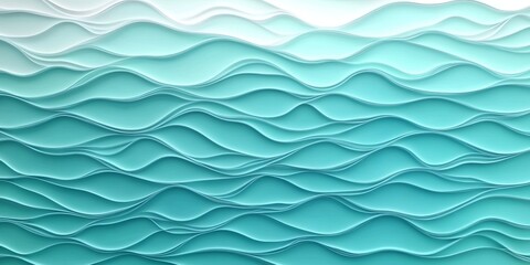 Obraz premium Seamless Mint Green to Pastel Aqua 3D Low Profile Delicate Wave Texture Gradient Pattern Background