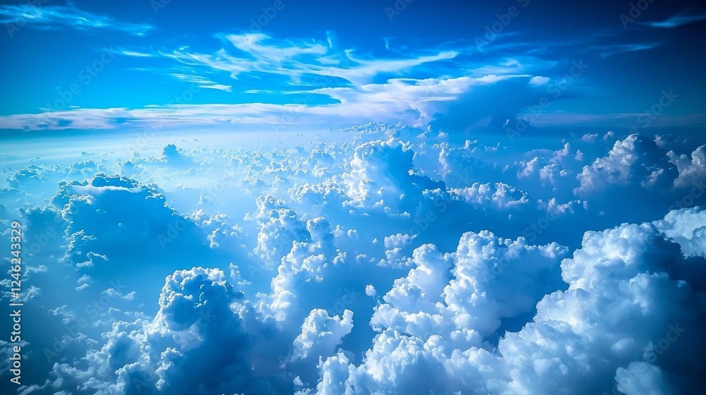 Poster soft rays of morning light filter through dynamic clouds, casting gentle shadows as they drift acros