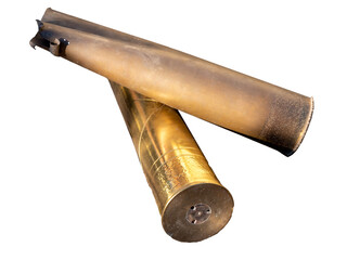 Obraz premium old rusty gun ammunition on white cutout