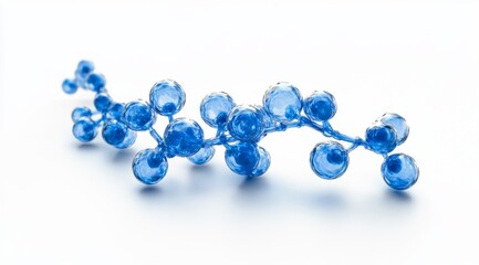 Blue molecule model, science, studio, white background, research (1)