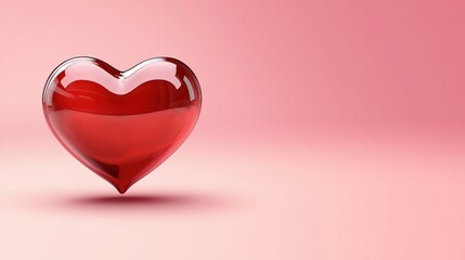 Isolated pink background features a 3D red heart emerging from a speech bubble, ideal for Valentine graphic decorations, romantically rendered.