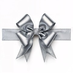 Naklejka premium silver satin gift bow with ribbon isolated