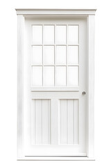 Obraz premium Entry white door mock up, classic framed molded isolated on white background