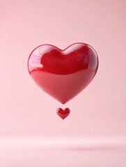 Isolated pink background features a 3D red heart emerging from a speech bubble, ideal for Valentine graphic decorations, romantically rendered.
