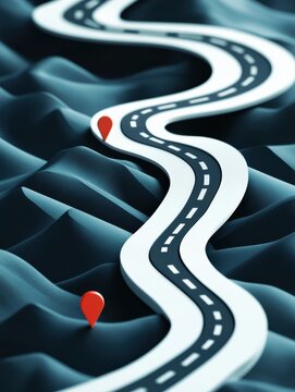 3D Flat Icon of Roadmap Symbol with Copy Space for Design Projects. Artistic Doodle Line Cartoon Style Illustration Suitable for Planning, Goal Setting, and Project Roadmaps Conce
