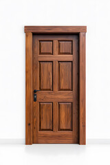 Entry wooden door,  old classic framed molded isolated on white background