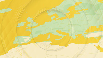 Naklejka premium Abstract Map of Liechtenstein and Surrounding Regions with Circular Patterns.