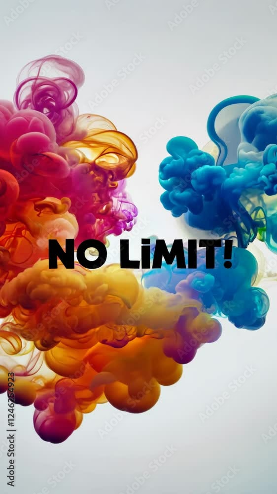 Poster a colorful smoke cloud with the words 