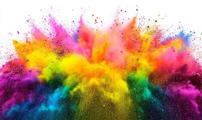 Fototapeta premium Colorful powder explosion on white background for vibrant designs