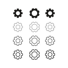Black settings icon set. Cogwheel symbol template. Gear wheel vector linear icon for use in any purpose