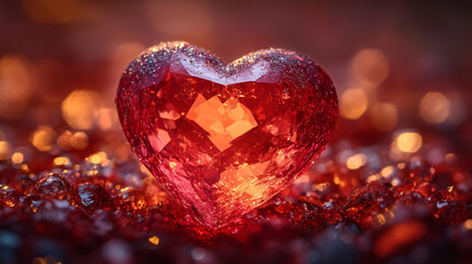 Red Crystal Heart Romantic Love Valentine Design Jewel gem amor shiny luxury beauty bright symbol   