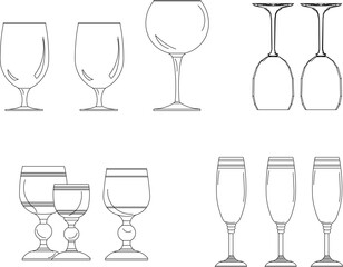 vector illustration sketch design kitchen equipment accessories glasses for drinking 