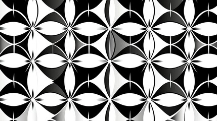 Naklejka premium Abstract Black And White Floral Geometric Pattern Design