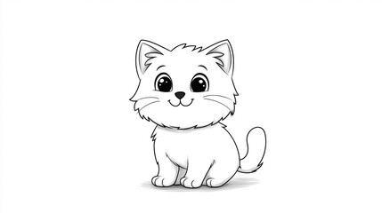 Obraz premium Black and white line art kitten illustration for kids coloring