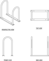 Vector illustration of a bicycle parking rack image to keep it neat in public places for safety from thieves