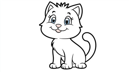 Obraz premium Black and white kitten illustration with big eyes ready for kids to color