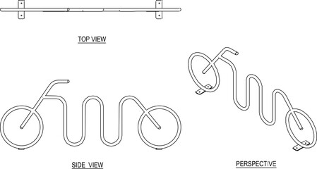 Vector illustration of a bicycle parking rack image to keep it neat in public places for safety from thieves