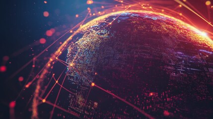 Abstract technology background of high speed global data transfer, ultra fast broadband and connection, digital cyber tech motion